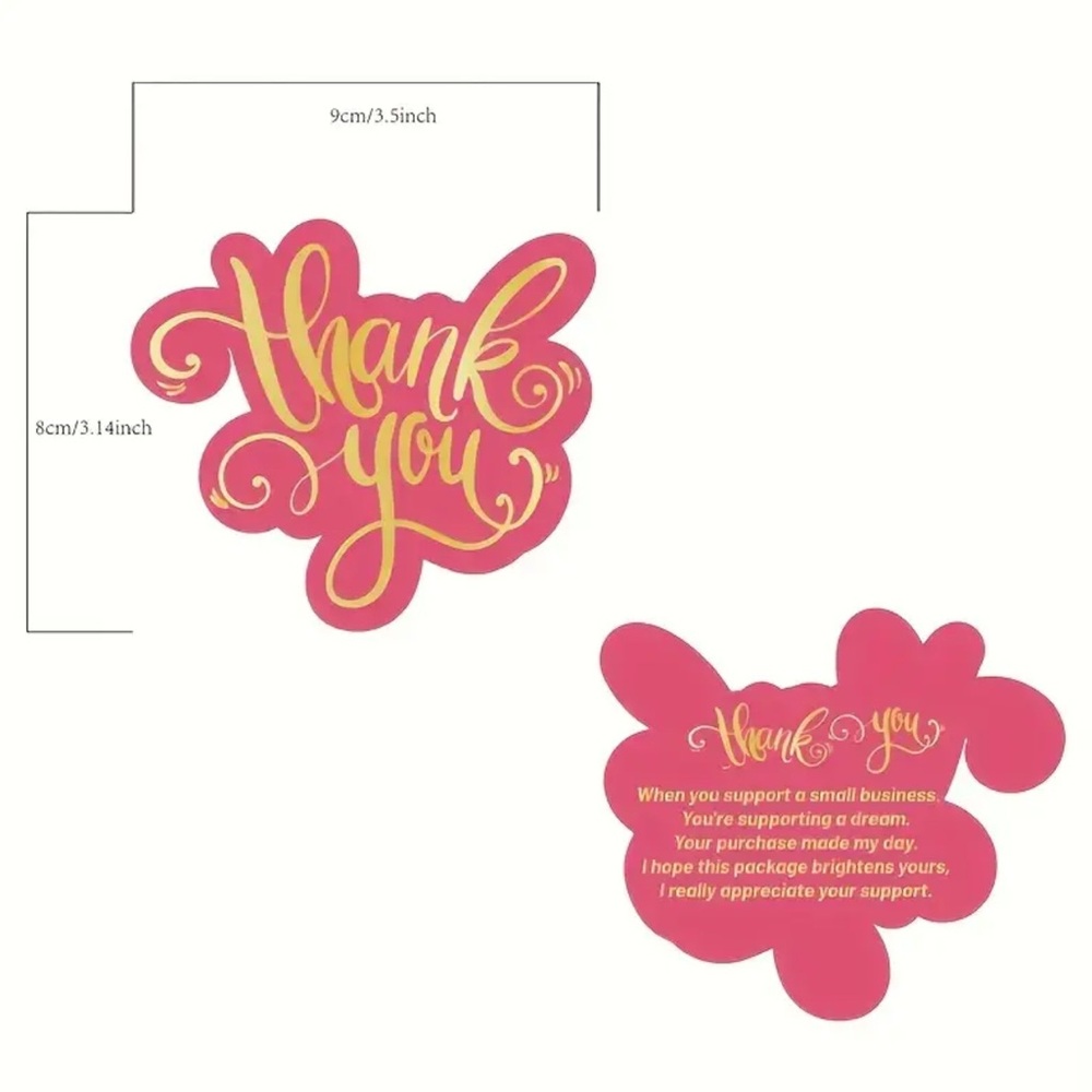 Set of 25 Pink and Gold ‘Thank You’ Shipping Cards - Picture 2 of 2